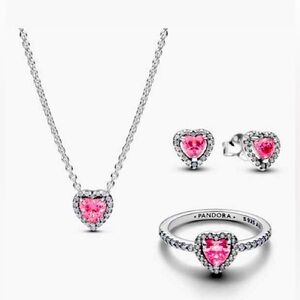 Pandora Silver Necklace with Pink Heart Pendant
